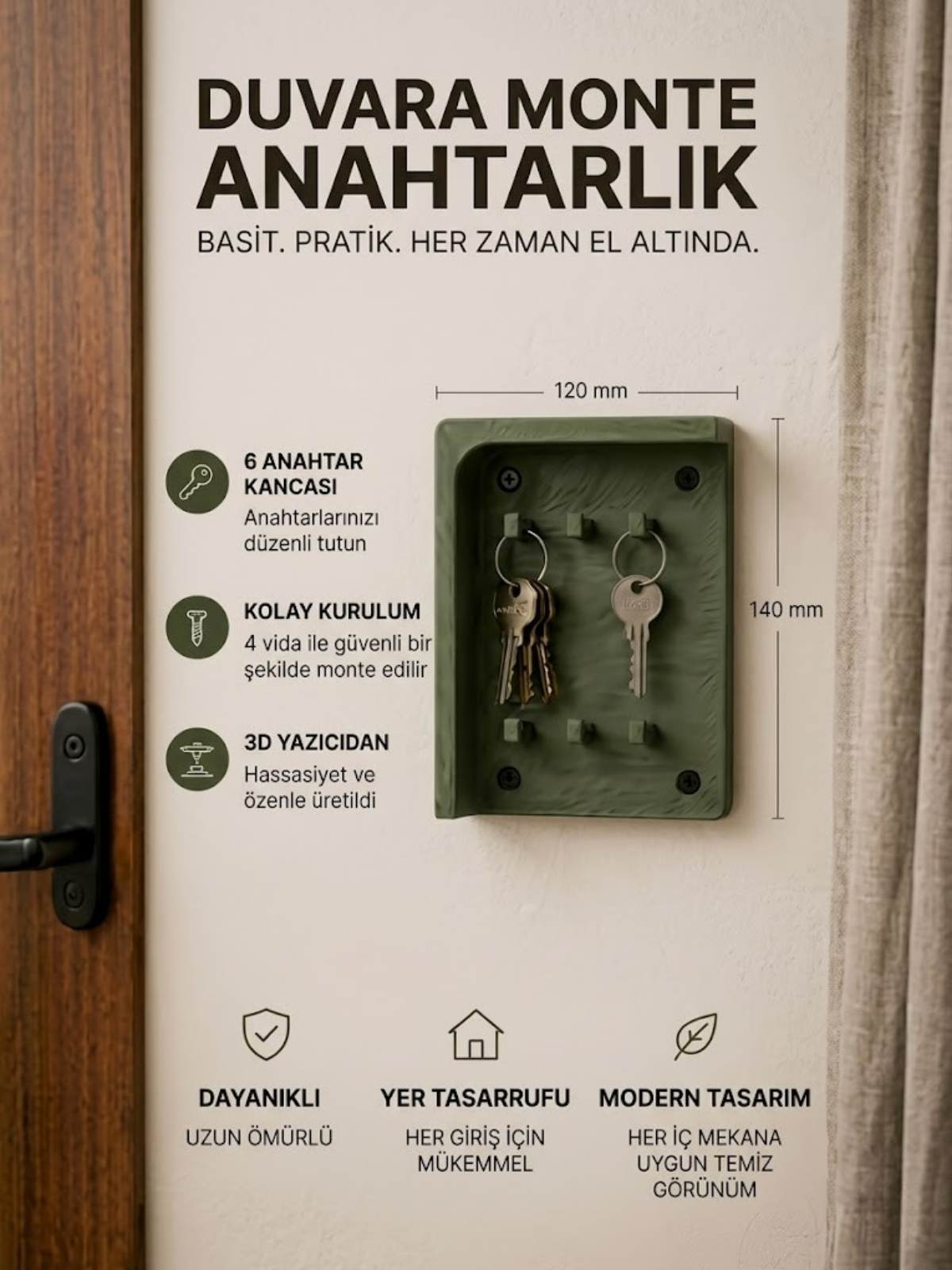 Duvara Monte Anahtarlık Düzenleyici